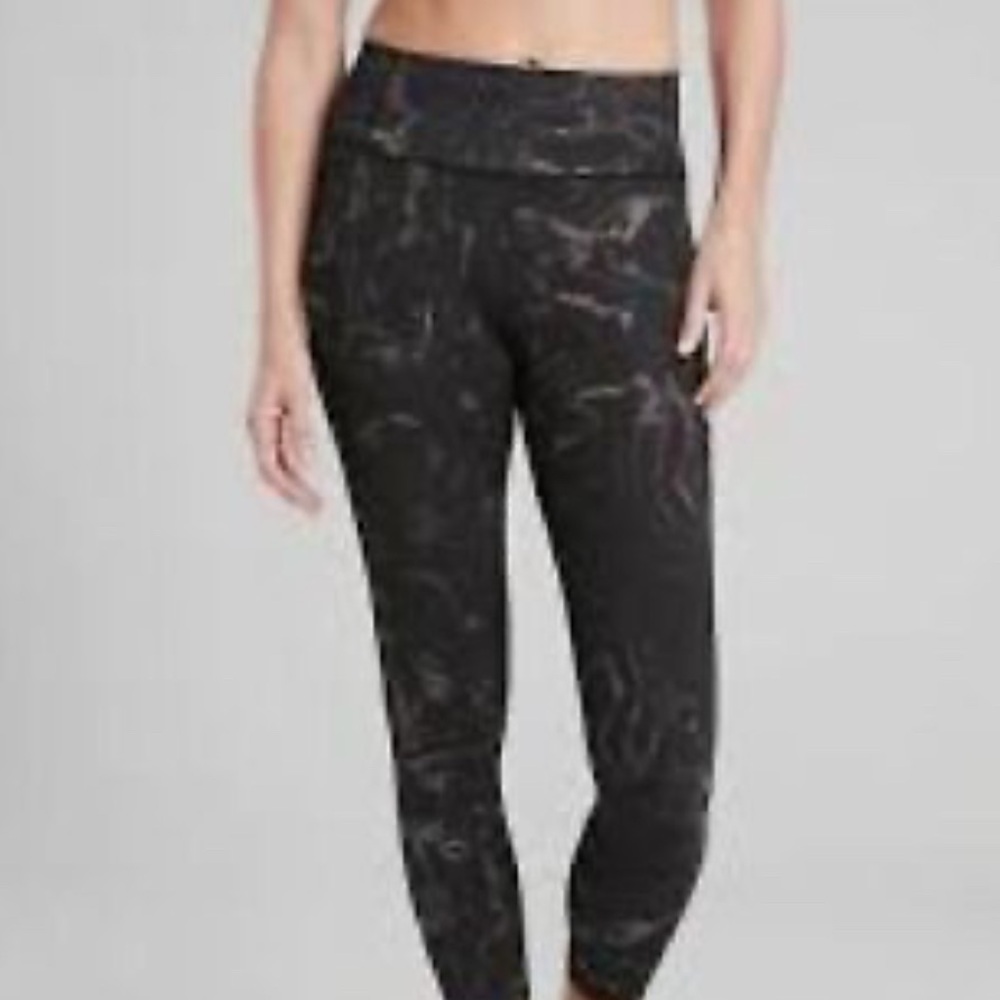 ATHLETA Velocity Stash Pocket Tight Women’s Sz XS Black&Gray‎ Marbled Legging